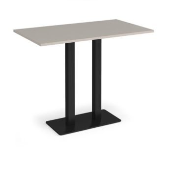 Eros rectangular poseur table with flat black rectangular base and twin uprights 1400mm x 800mm - Light Grey - EPR1400-K-LG