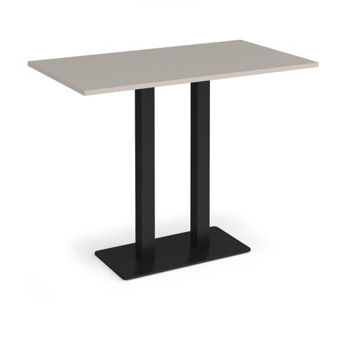 Eros rectangular poseur table with flat black rectangular base and twin uprights 1400mm x 800mm - Light Grey - EPR1400-K-LG