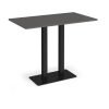 Eros rectangular poseur table with flat black rectangular base and twin uprights 1400mm x 800mm - Beech - EPR1400-K-OG