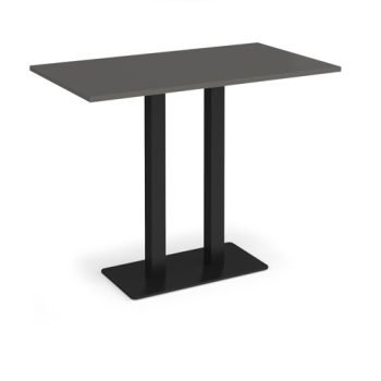 Eros rectangular poseur table with flat black rectangular base and twin uprights 1400mm x 800mm - Beech - EPR1400-K-OG