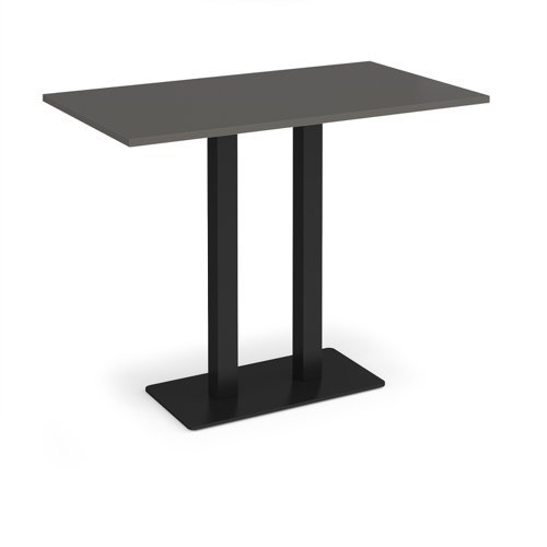Eros rectangular poseur table with flat black rectangular base and twin uprights 1400mm x 800mm - Beech - EPR1400-K-OG