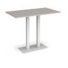 Eros rectangular poseur table with flat white rectangular base and twin uprights 1400mm x 800mm - Light Grey - EPR1400-WH-LG