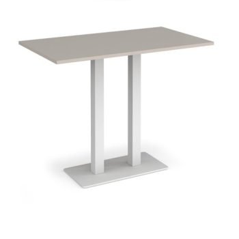 Eros rectangular poseur table with flat white rectangular base and twin uprights 1400mm x 800mm - Light Grey - EPR1400-WH-LG