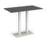 Eros rectangular poseur table with flat white rectangular base and twin uprights 1400mm x 800mm - Beech - EPR1400-WH-OG
