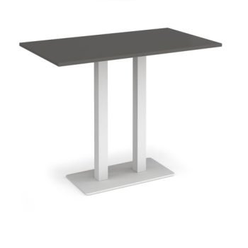 Eros rectangular poseur table with flat white rectangular base and twin uprights 1400mm x 800mm - Beech - EPR1400-WH-OG