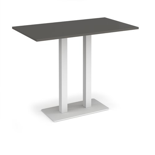 Eros rectangular poseur table with flat white rectangular base and twin uprights 1400mm x 800mm - Beech - EPR1400-WH-OG