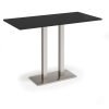 Eros rectangular poseur table with flat brushed steel rectangular base and twin uprights 1600mm x 800mm - Black - EPR1600-BS-BK
