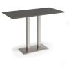 Eros rectangular poseur table with flat brushed steel rectangular base and twin uprights 1600mm x 800mm - Beech - EPR1600-BS-OG