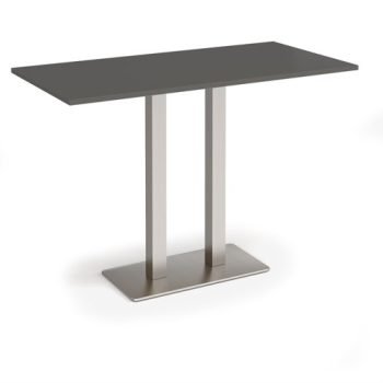 Eros rectangular poseur table with flat brushed steel rectangular base and twin uprights 1600mm x 800mm - Beech - EPR1600-BS-OG