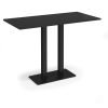 Eros rectangular poseur table with flat black rectangular base and twin uprights 1600mm x 800mm - Black - EPR1600-K-BK