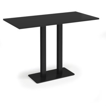 Eros rectangular poseur table with flat black rectangular base and twin uprights 1600mm x 800mm - Black - EPR1600-K-BK