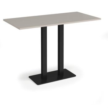 Eros rectangular poseur table with flat black rectangular base and twin uprights 1600mm x 800mm - Light Grey - EPR1600-K-LG