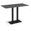 Eros rectangular poseur table with flat black rectangular base and twin uprights 1600mm x 800mm - Beech - EPR1600-K-OG