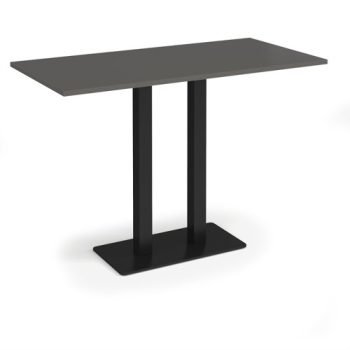 Eros rectangular poseur table with flat black rectangular base and twin uprights 1600mm x 800mm - Beech - EPR1600-K-OG