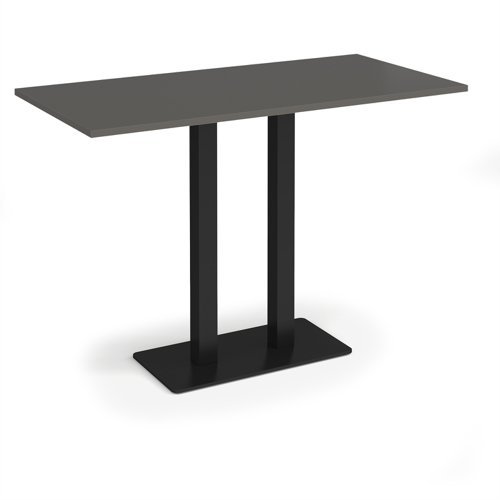 Eros rectangular poseur table with flat black rectangular base and twin uprights 1600mm x 800mm - Beech - EPR1600-K-OG
