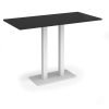 Eros rectangular poseur table with flat white rectangular base and twin uprights 1600mm x 800mm - Black - EPR1600-WH-BK