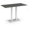Eros rectangular poseur table with flat white rectangular base and twin uprights 1600mm x 800mm - Onyx Grey - EPR1600-WH-OG