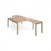 Adapt back to back desks 1400mm x 1600mm with 800mm return desks - green frame Beech top - ER14168-GN-B