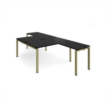 Adapt back to back desks 1400mm x 1600mm with 800mm return desks - green frame black top - ER14168-GN-BK