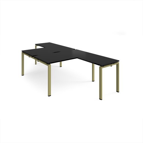 Adapt back to back desks 1400mm x 1600mm with 800mm return desks - green frame black top - ER14168-GN-BK