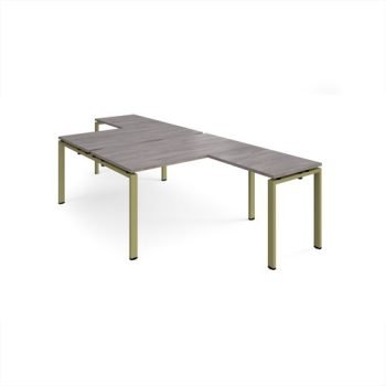 Adapt back to back desks 1400mm x 1600mm with 800mm return desks - green frame Grey Oak Top - ER14168-GN-GO