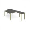 Adapt back to back desks 1400mm x 1600mm with 800mm return desks - green frame storm grey top - ER14168-GN-OG