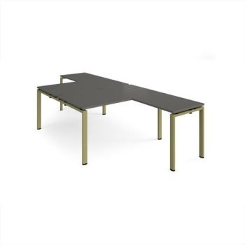 Adapt back to back desks 1400mm x 1600mm with 800mm return desks - green frame storm grey top - ER14168-GN-OG