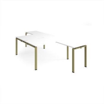 Adapt back to back desks 1400mm x 1600mm with 800mm return desks - green frame White Top - ER14168-GN-WH