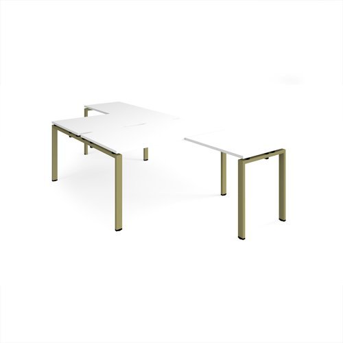 Adapt back to back desks 1400mm x 1600mm with 800mm return desks - green frame White Top - ER14168-GN-WH