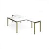 Adapt back to back desks 1400mm x 1600mm with 800mm return desks - green frame White Top black edge - ER14168-GN-WK