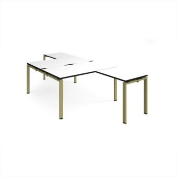 Adapt back to back desks 1400mm x 1600mm with 800mm return desks - green frame White Top black edge - ER14168-GN-WK