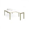 Adapt back to back desks 1400mm x 1600mm with 800mm return desks - green frame White Top oak edge - ER14168-GN-WO
