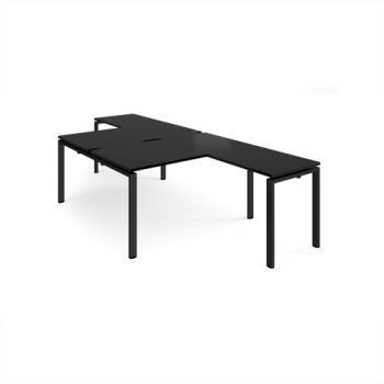Adapt back to back desks 1400mm x 1600mm with 800mm return desks - black frame black top - ER14168-K-BK