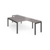 Adapt back to back desks 1400mm x 1600mm with 800mm return desks - black frame Grey Oak Top - ER14168-K-GO