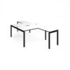 Adapt back to back desks 1400mm x 1600mm with 800mm return desks - black frame White Top black edge - ER14168-K-WK