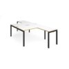Adapt back to back desks 1400mm x 1600mm with 800mm return desks - black frame White Top with oak edge - ER14168-K-WO