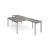 Adapt back to back desks 1400mm x 1600mm with 800mm return desks - silver frame Grey Oak Top - ER14168-S-GO