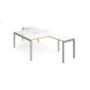 Adapt back to back desks 1400mm x 1600mm with 800mm return desks - silver frame White Top with oak edge - ER14168-S-WO