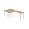 Adapt back to back desks 1400mm x 1600mm with 800mm return desks - white frame Kendal Oak Top - ER14168-WH-KO