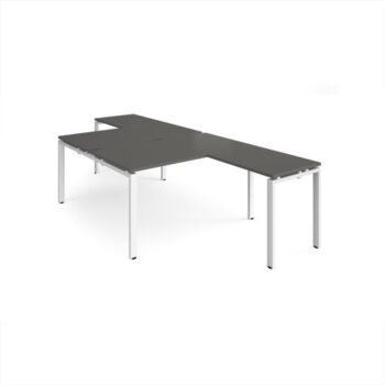 Adapt back to back desks 1400mm x 1600mm with 800mm return desks - white frame storm grey top - ER14168-WH-OG