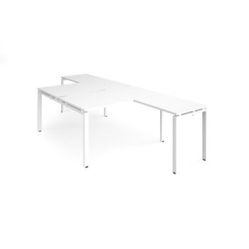 Adapt back to back desks 1400mm x 1600mm with 800mm return desks - white frame White Top - ER14168-WH-WH