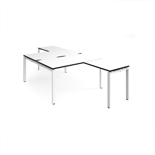 Adapt back to back desks 1400mm x 1600mm with 800mm return desks - white frame White Top black edge - ER14168-WH-WK