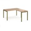 Adapt desk 1400mm x 800mm with 800mm return desk - green frame Beech top - ER1488-GN-B