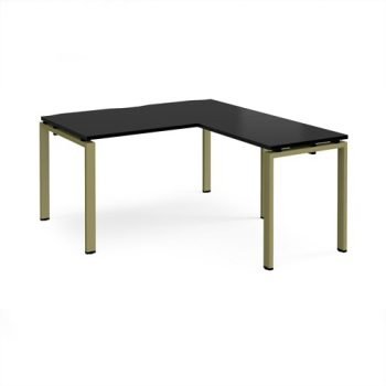 Adapt desk 1400mm x 800mm with 800mm return desk - green frame black top - ER1488-GN-BK