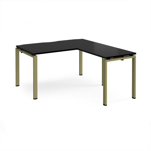 Adapt desk 1400mm x 800mm with 800mm return desk - green frame black top - ER1488-GN-BK