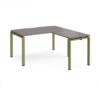 Adapt desk 1400mm x 800mm with 800mm return desk - green frame Grey Oak Top - ER1488-GN-GO
