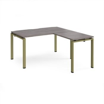 Adapt desk 1400mm x 800mm with 800mm return desk - green frame Grey Oak Top - ER1488-GN-GO