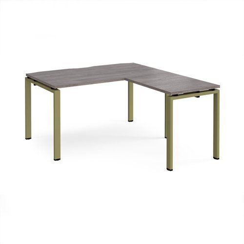 Adapt desk 1400mm x 800mm with 800mm return desk - green frame Grey Oak Top - ER1488-GN-GO