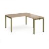 Adapt desk 1400mm x 800mm with 800mm return desk - green frame Kendal Oak Top - ER1488-GN-KO