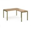 Adapt desk 1400mm x 800mm with 800mm return desk - green frame Oak Top - ER1488-GN-O